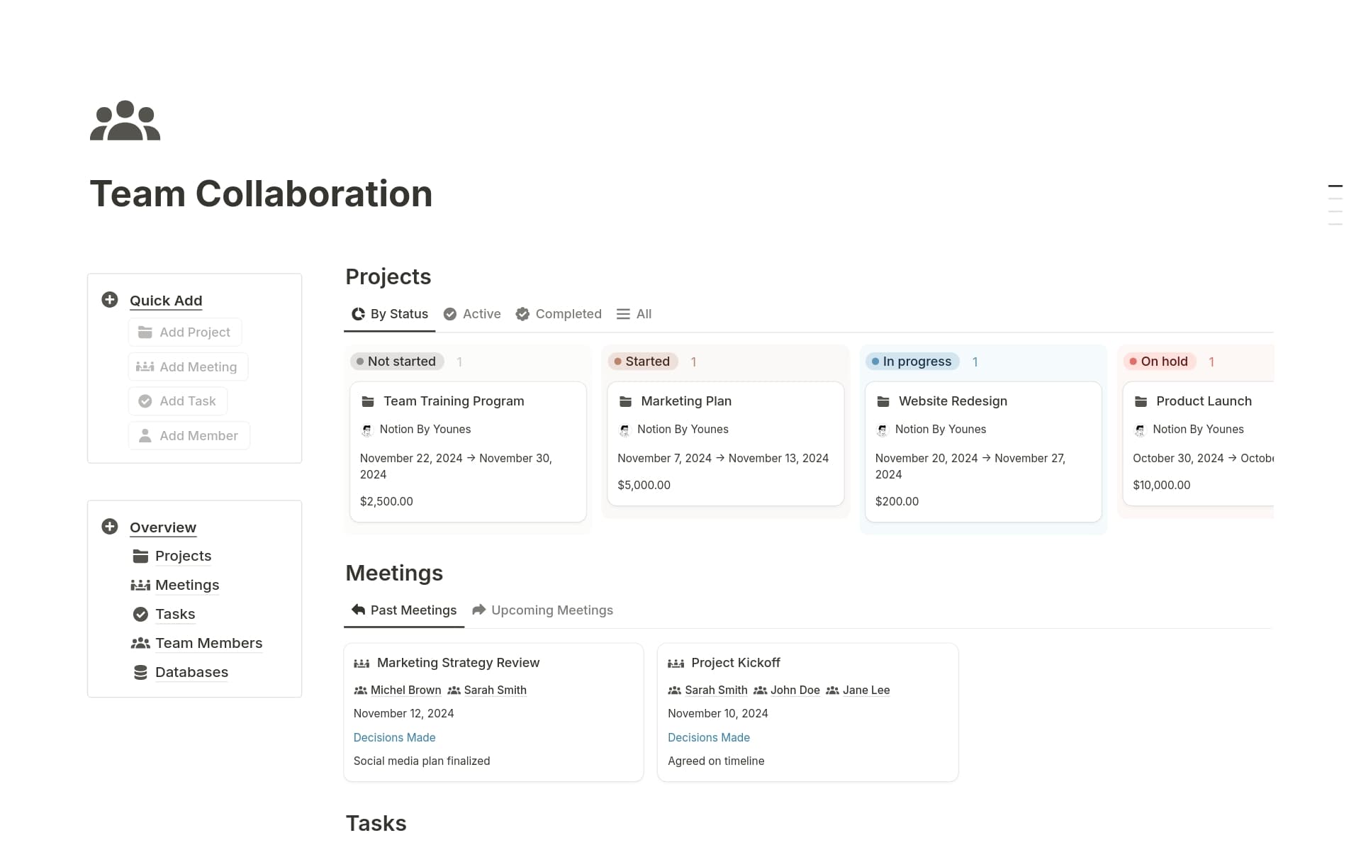 Team Collaboration Hub Template by Younes | Notion Marketplace