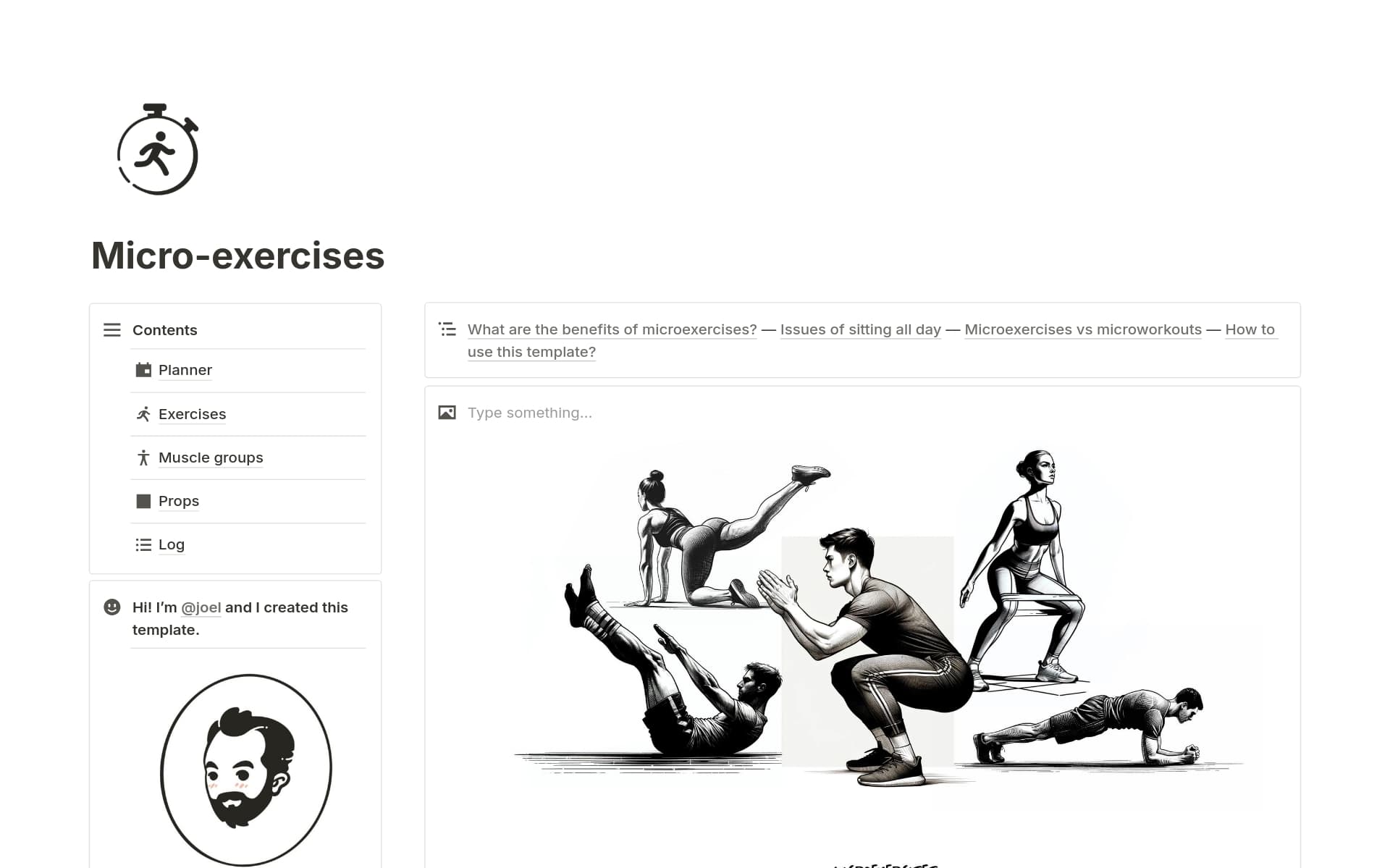 Micro-exercises Template by Joel | Notion Marketplace