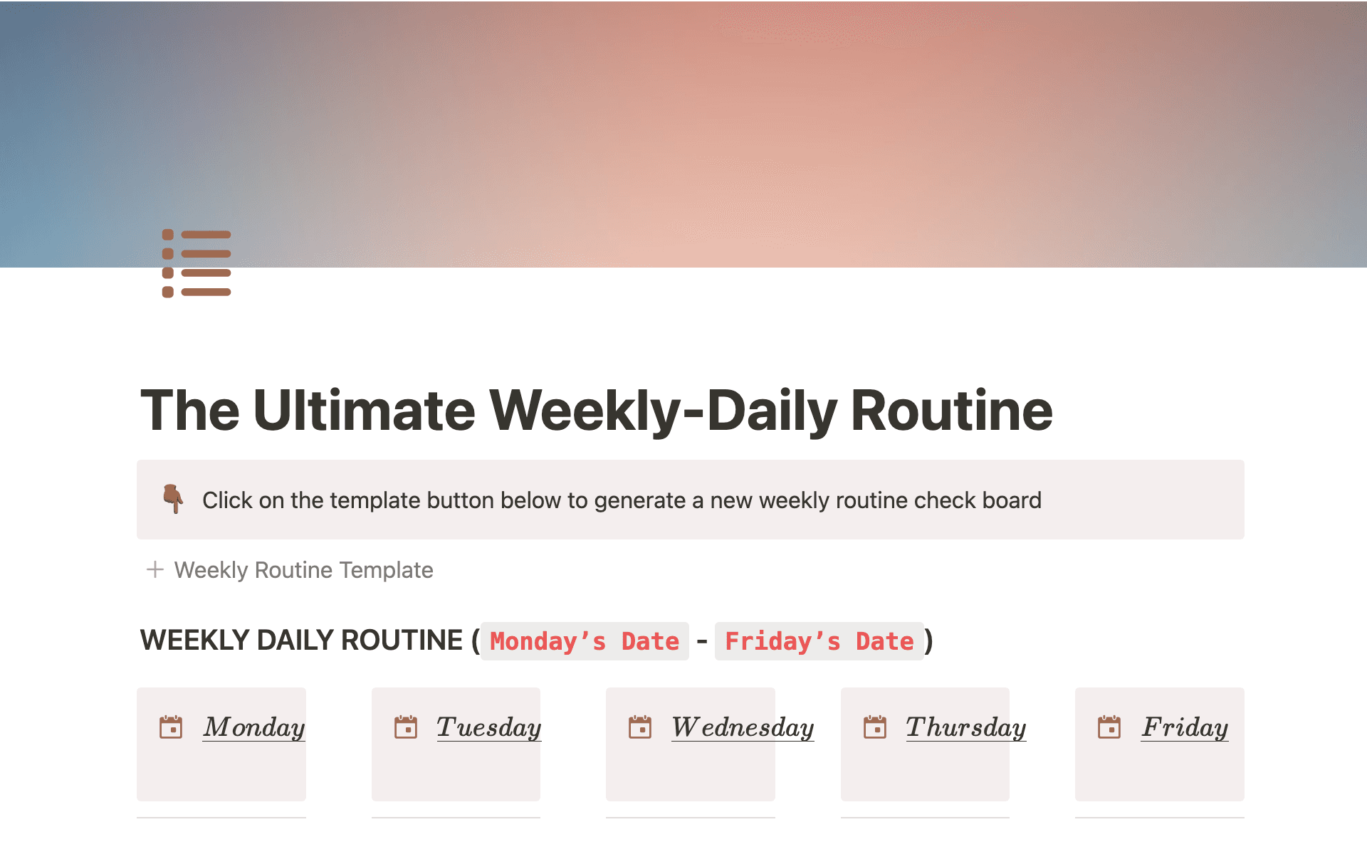 Top 10 Free Daily Routine Templates | Notion Template Marketplace