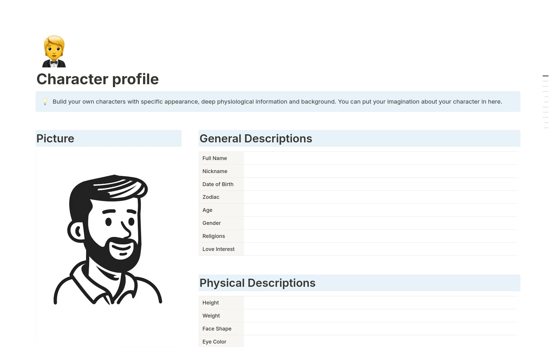 Basic Character Profile Template by Templates For Writers | Notion ...