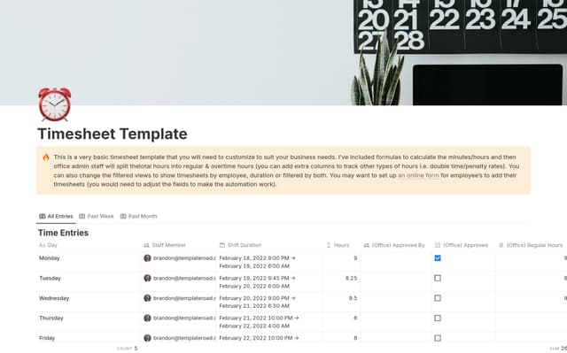 Timesheet Template Notion Marketplace Timesheet Template Notion Marketplace