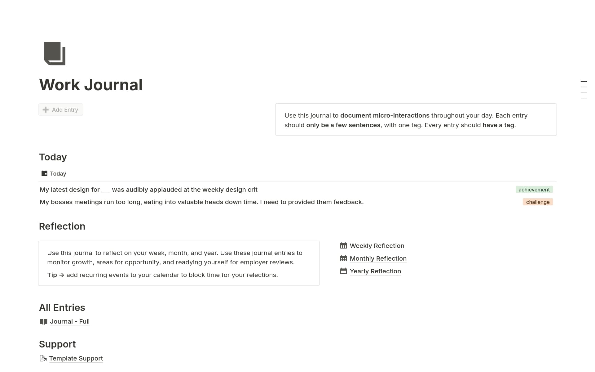 Work Journal Template by Thor Schroeder Notion Marketplace