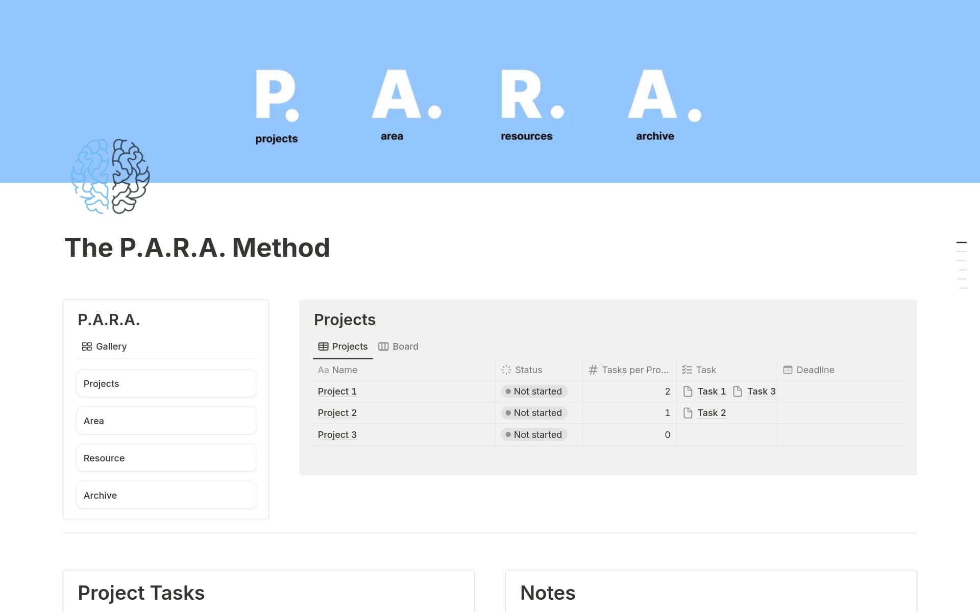 Para Method Example Project List 🗂️The P.A.R.A. Method Template | Notion Marketplace