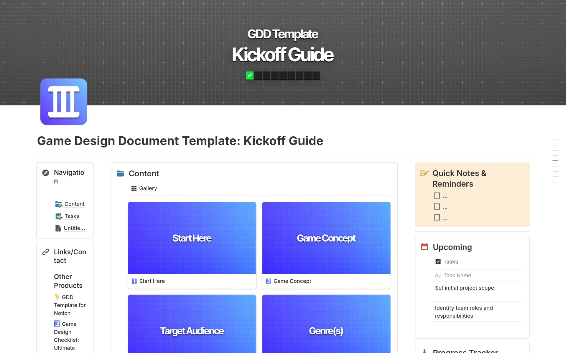 Game Design Document: Kickoff Guide Template | Notion Marketplace