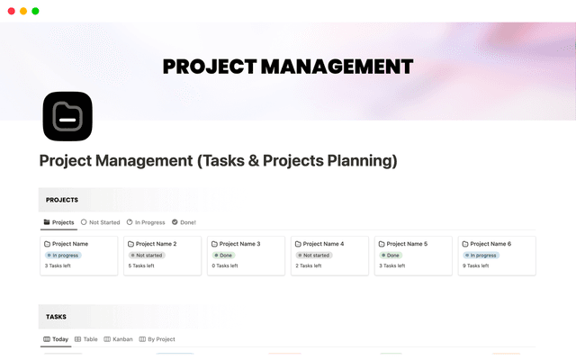 Project Management (Tasks & Projects Planning) Template | Notion ...