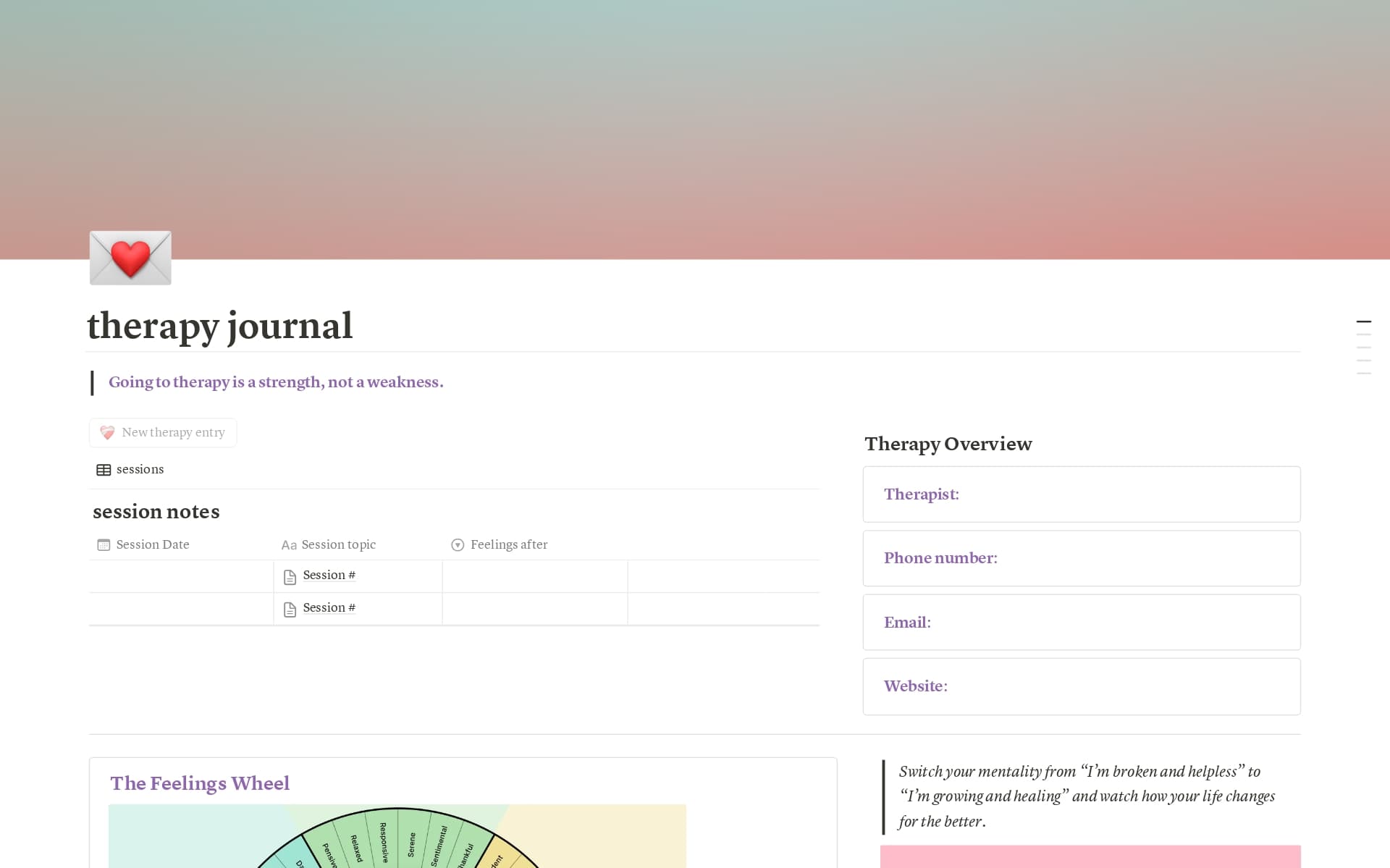 therapy journal Template | Notion Marketplace