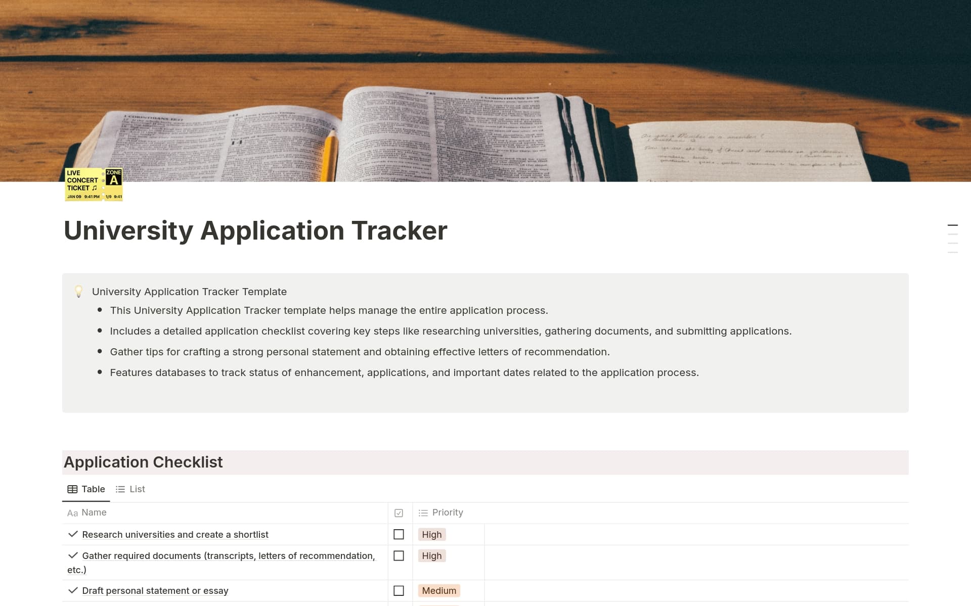 University Application Tracker Template by tzutzu | Notion Marketplace