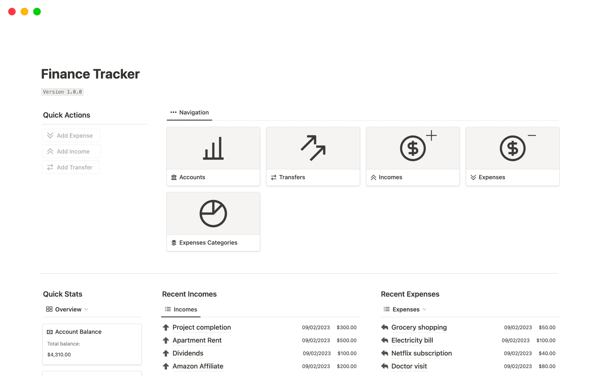 Finance Tracker Template Notion Marketplace