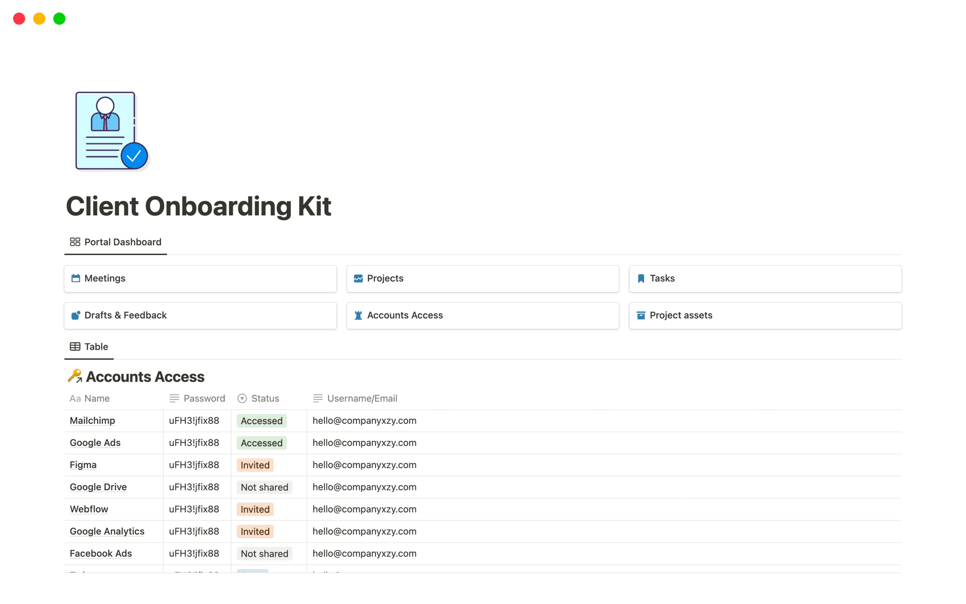 Client Onboarding Kit Template Notion Marketplace