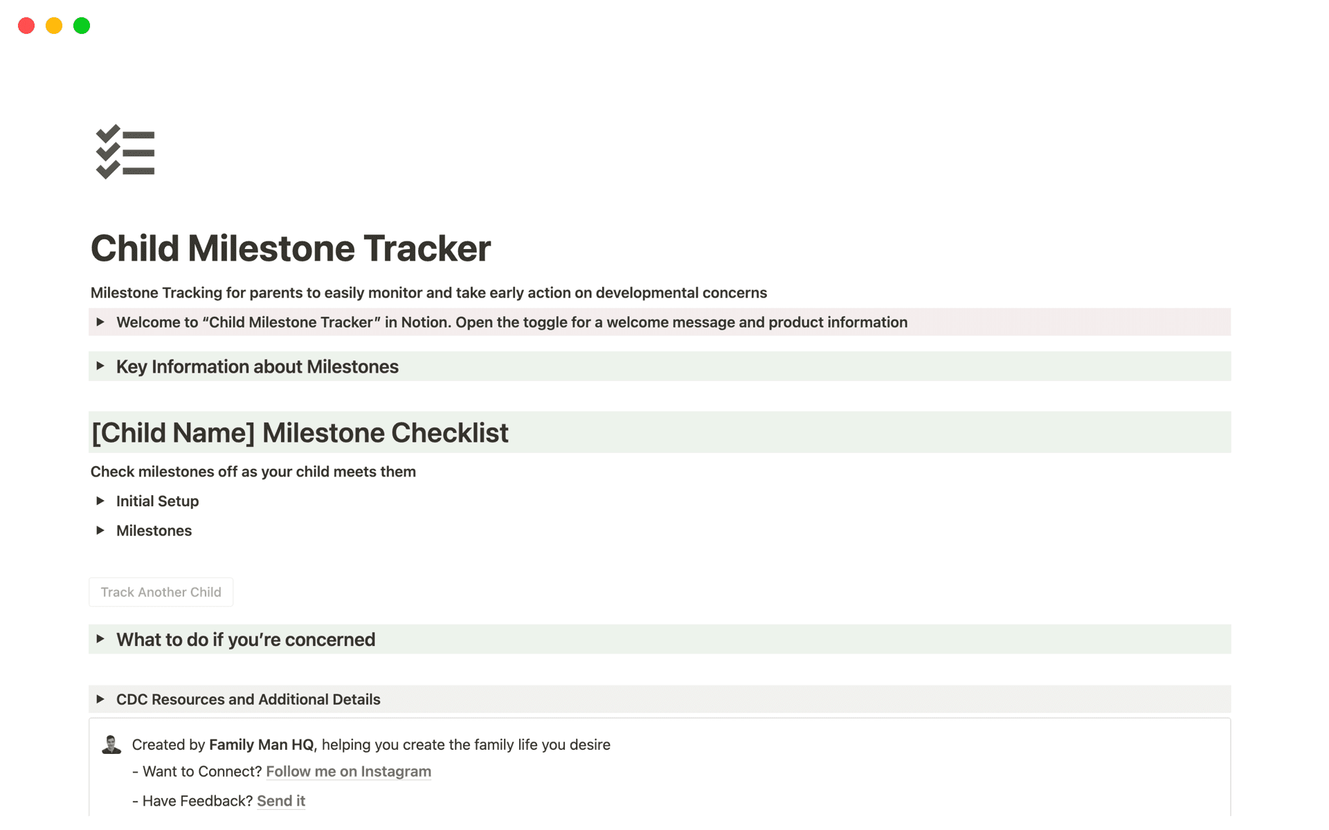 Child Development Milestone Tracker Template | Notion Marketplace