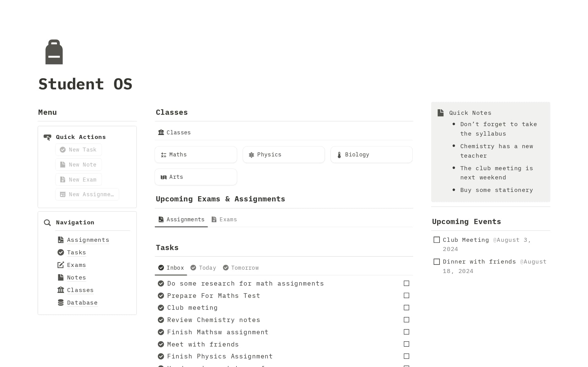 Student OS Template | Notion Marketplace