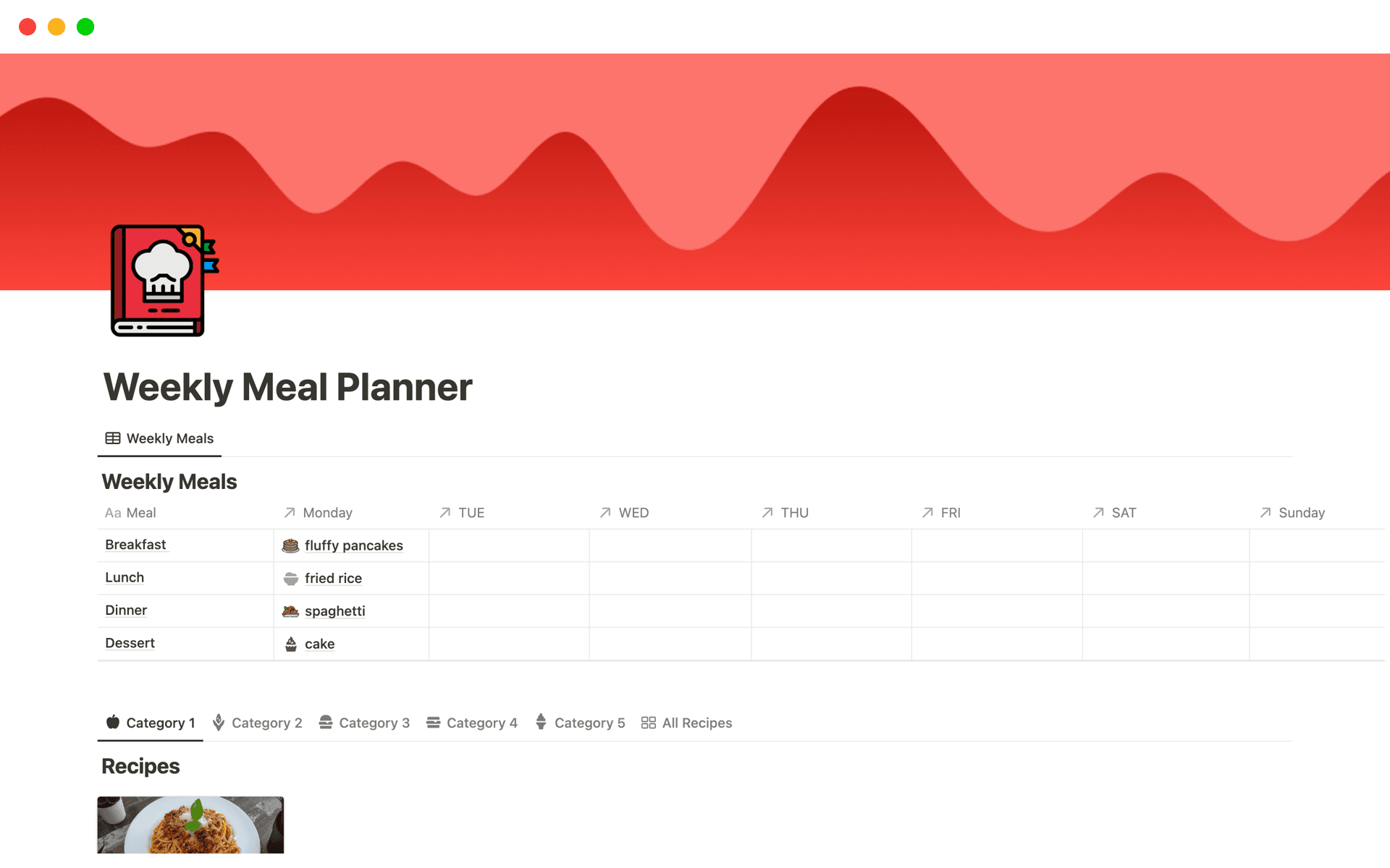 Weekly Meal Planner Template by Saad Notion Marketplace