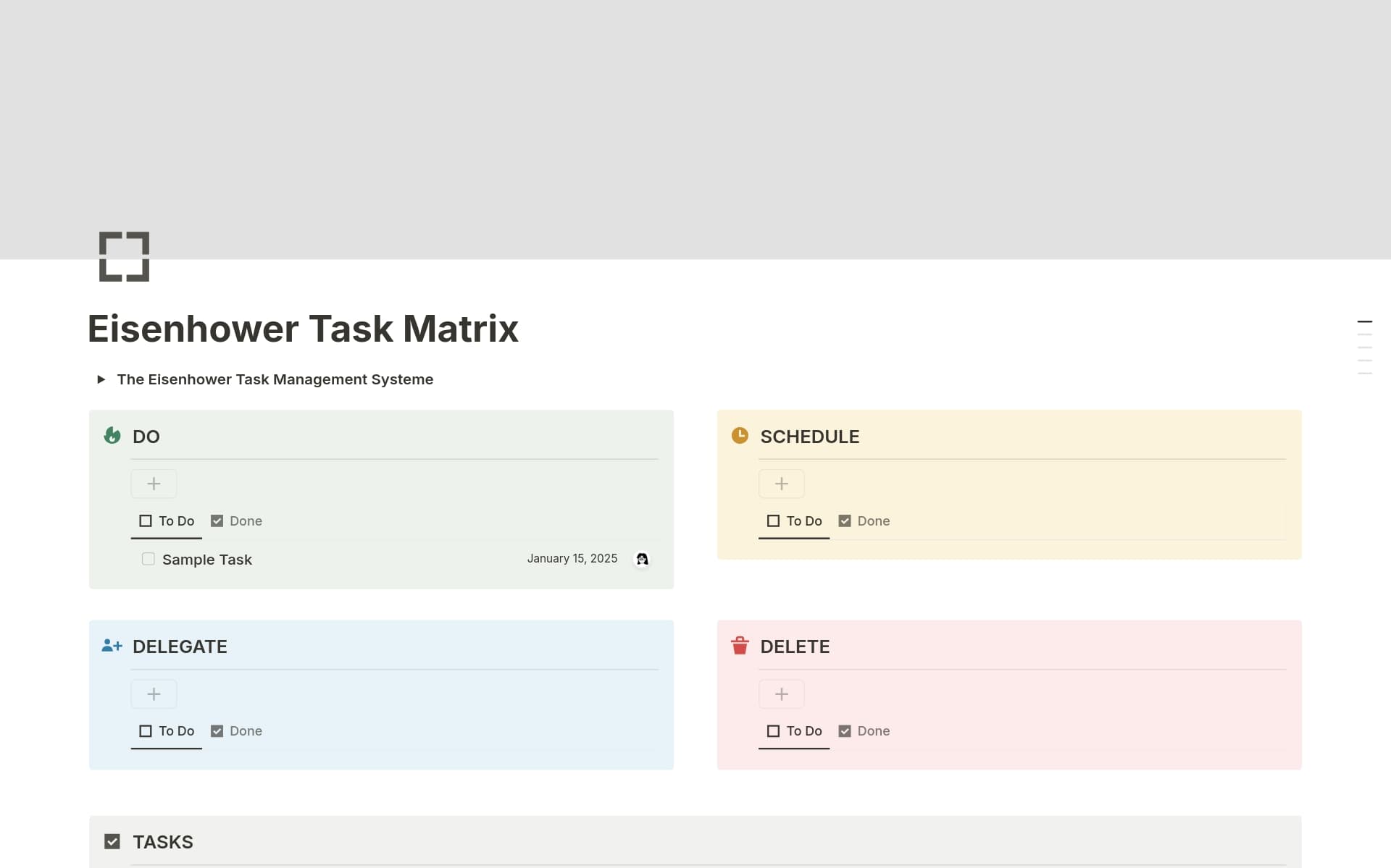 Task Matrix Options Eisenhower Task Matrix Template by Ma Chérie | Notion Marketplace