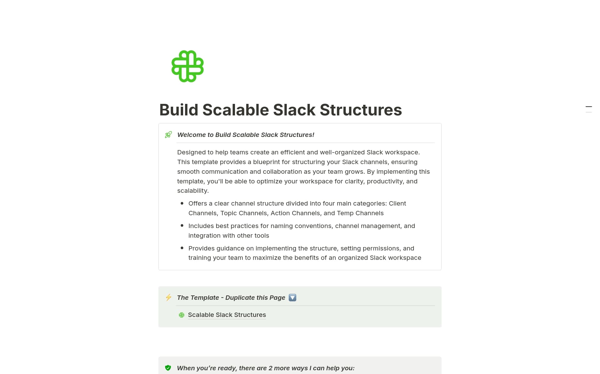 Build Scalable Slack Structures Template by Mike Mauricio | Notion ...