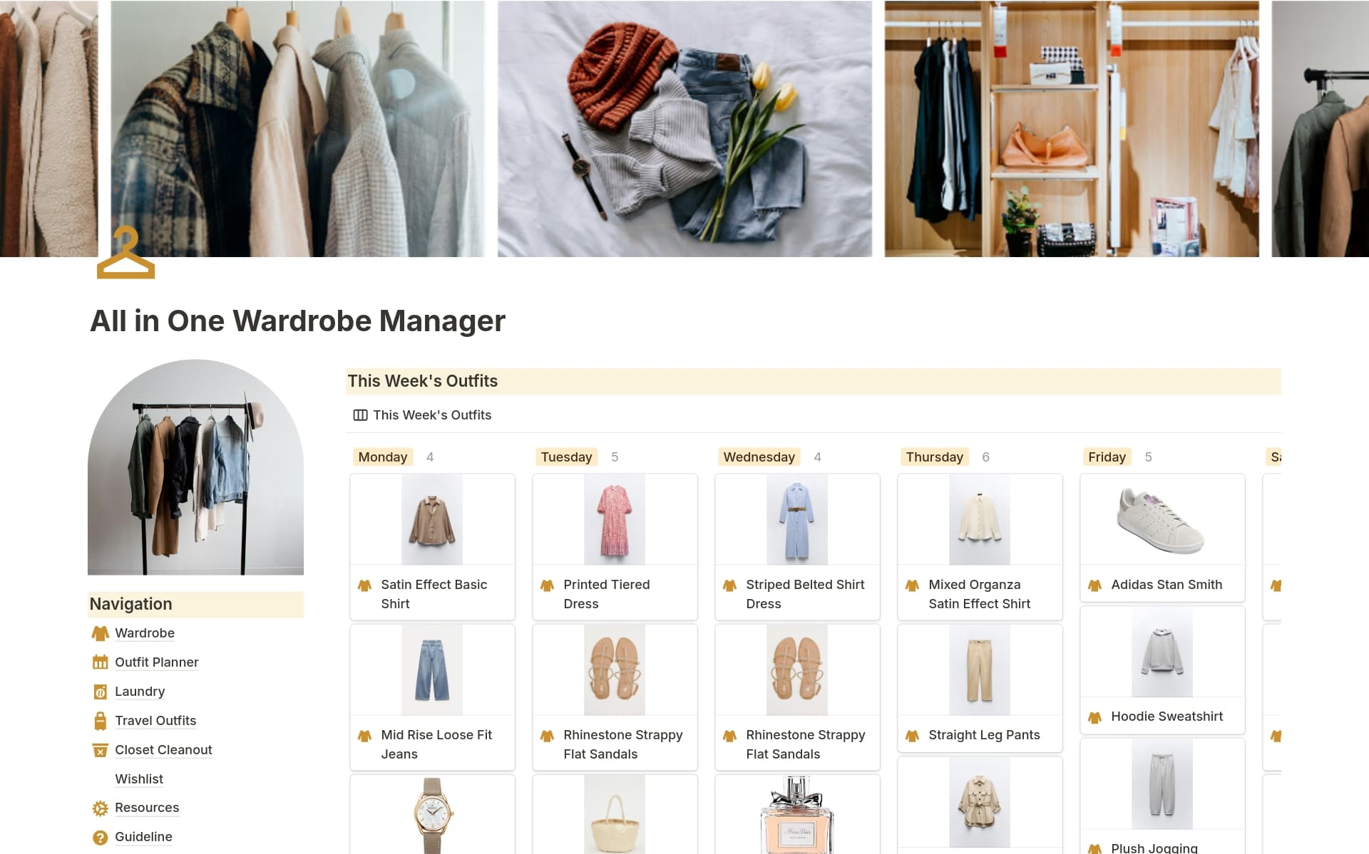 All in One Wardrobe Manager and Organizer Template | Notion Marketplace