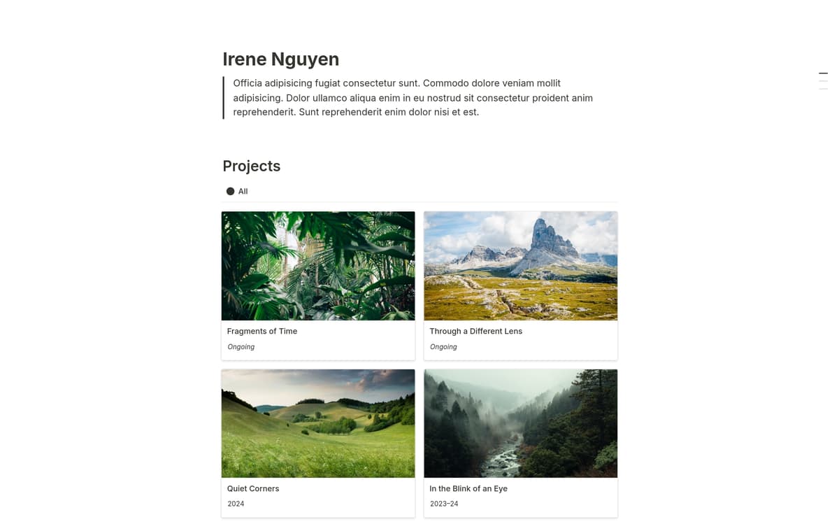 来自 Notion 的免费 作品集 模板 | Notion 市集