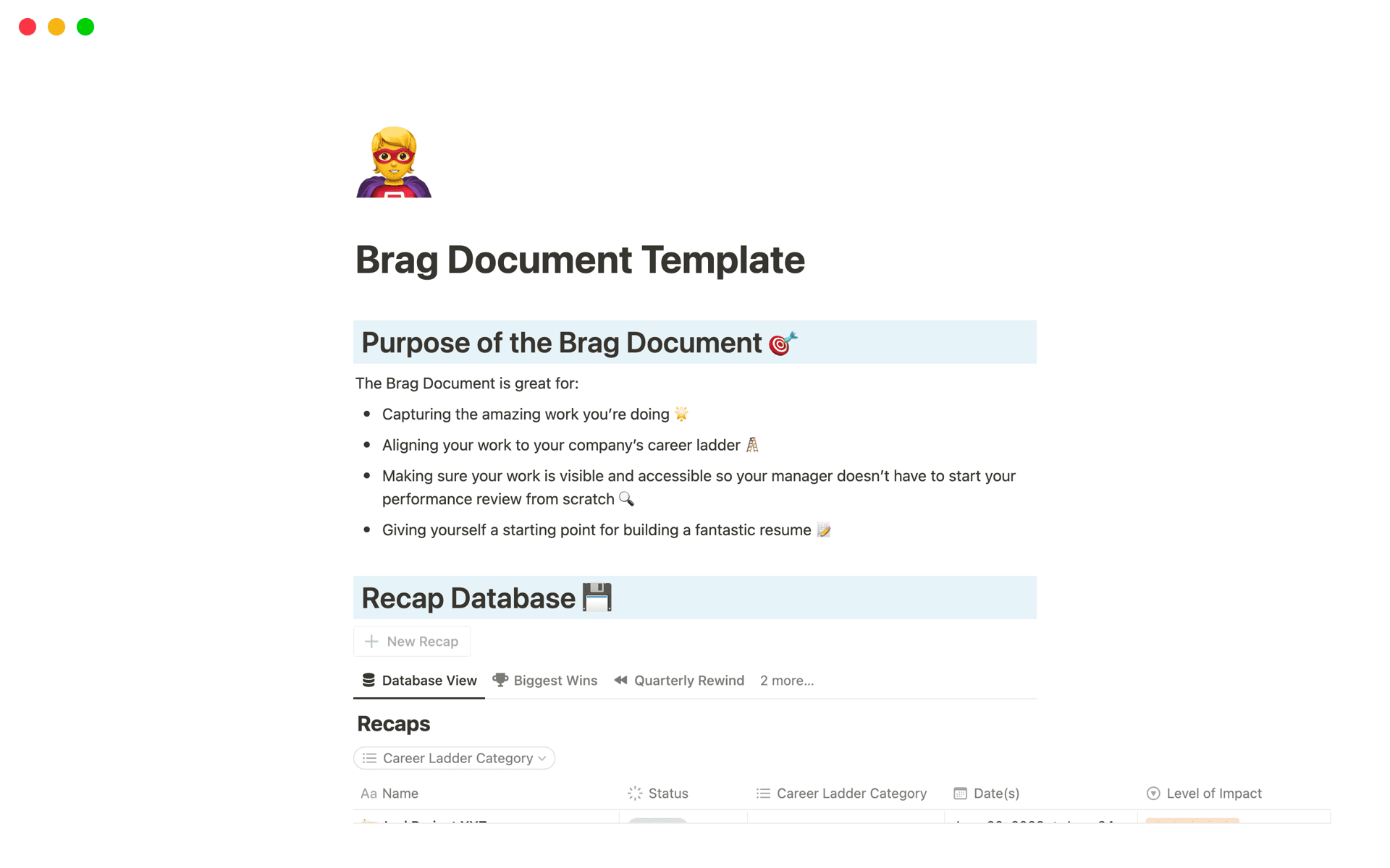 Highlight tracker for accomplishments and progress