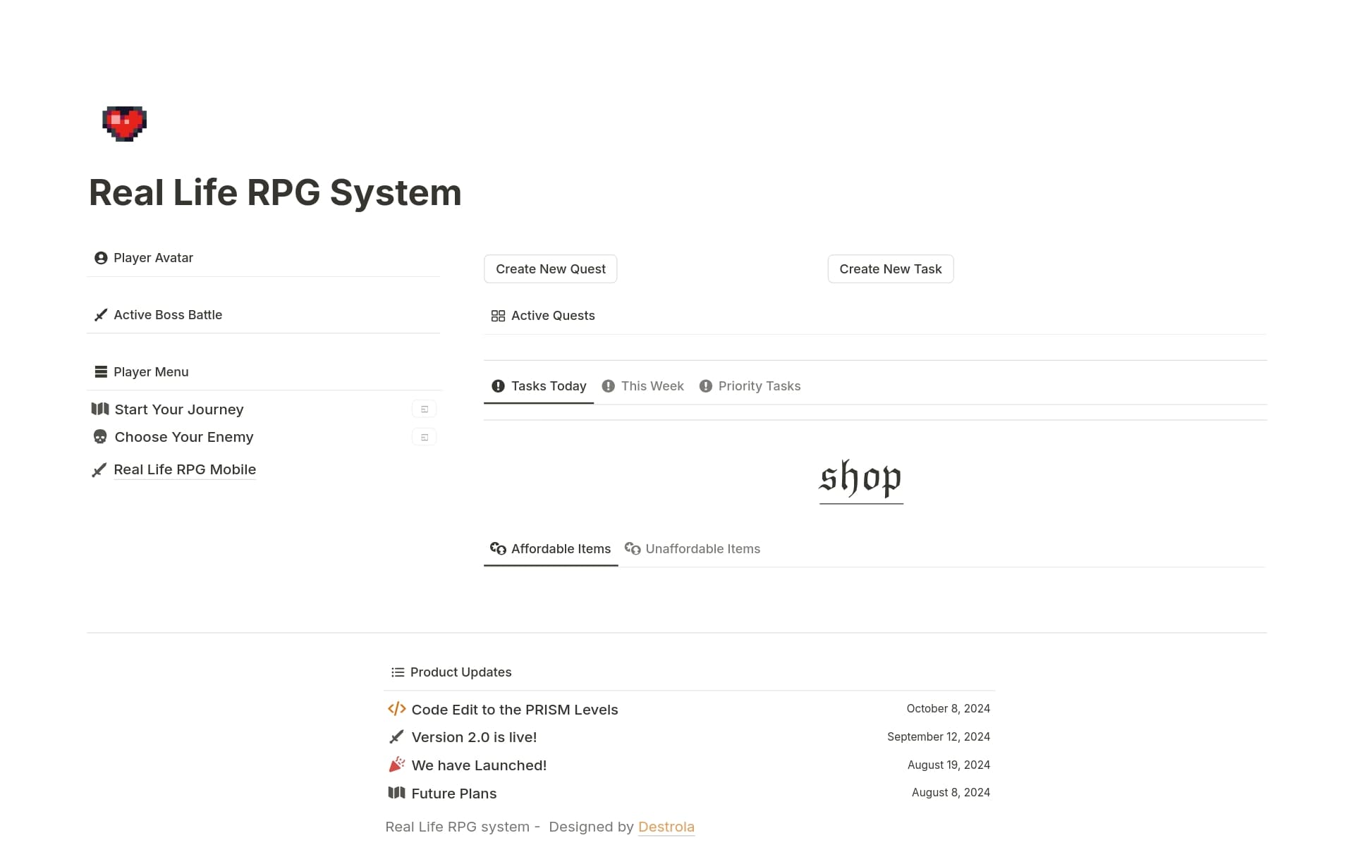 LiFE RPG - Gamify your Success Template | Notion Marketplace