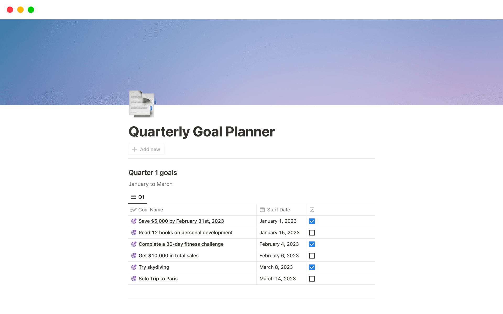 Quarterly Goal Planner Template by HitaNotion Notion Marketplace