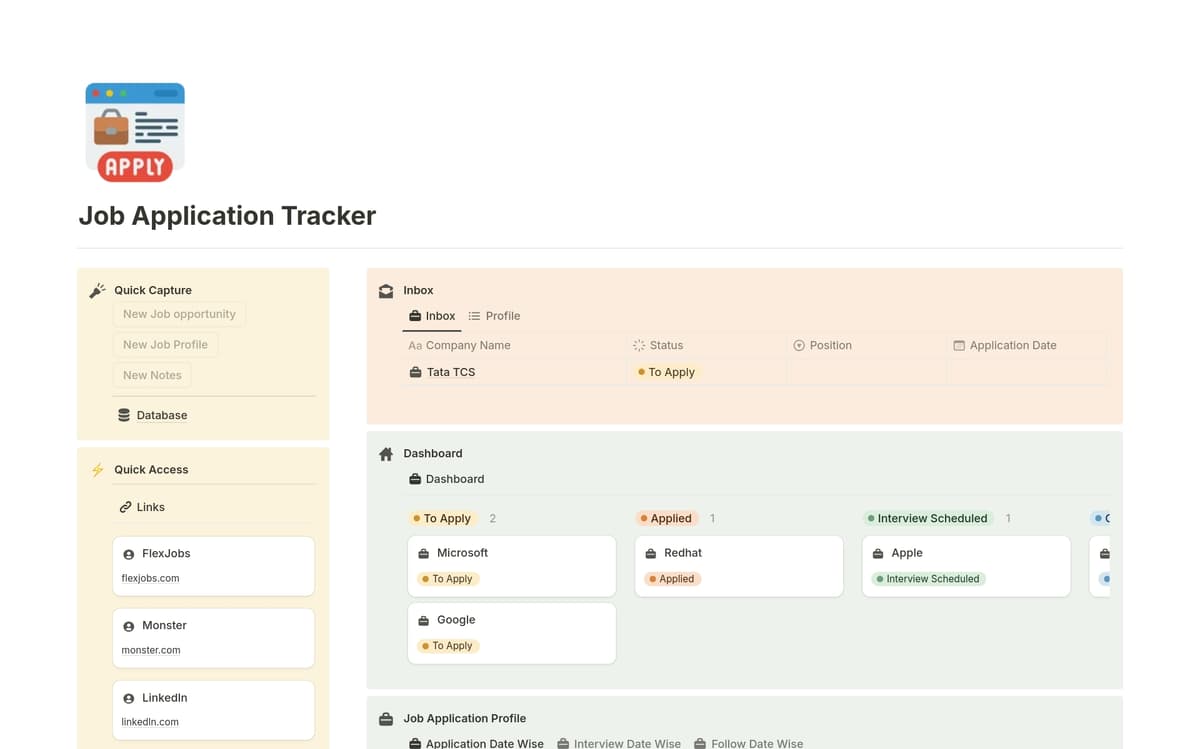 Job Request Tracking Job Application Tracker Template | Notion Marketplace