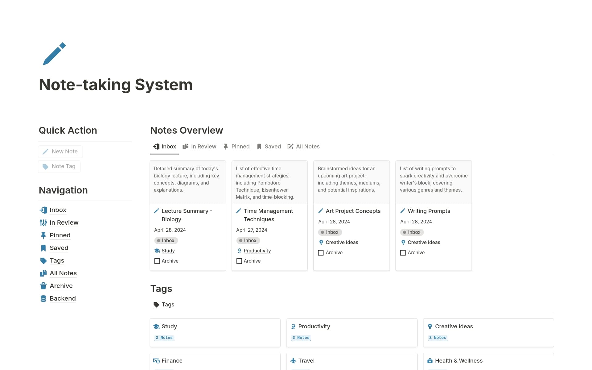 Note-taking System Template | Notion Marketplace