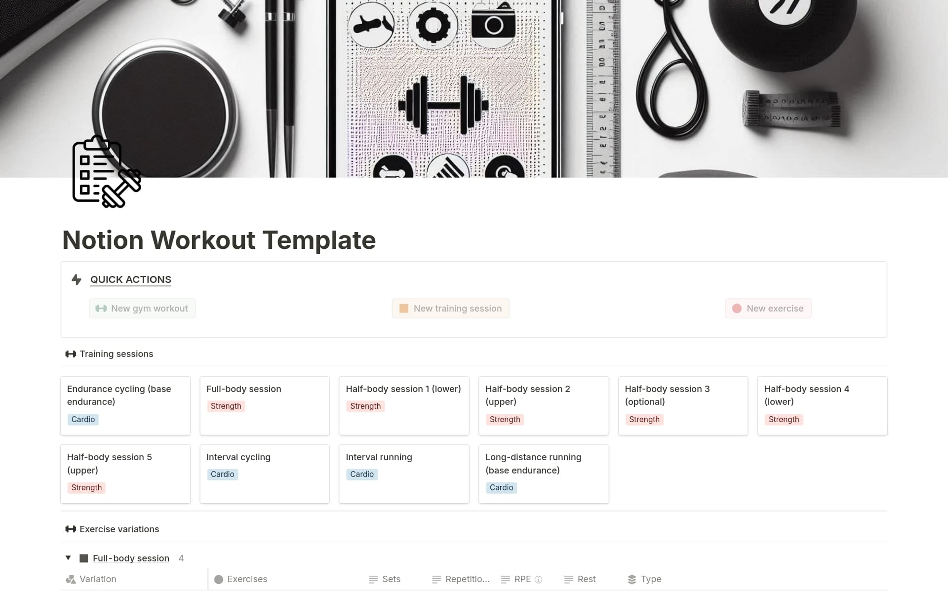Workout Tracker Template by N0tionbase Notion Marketplace