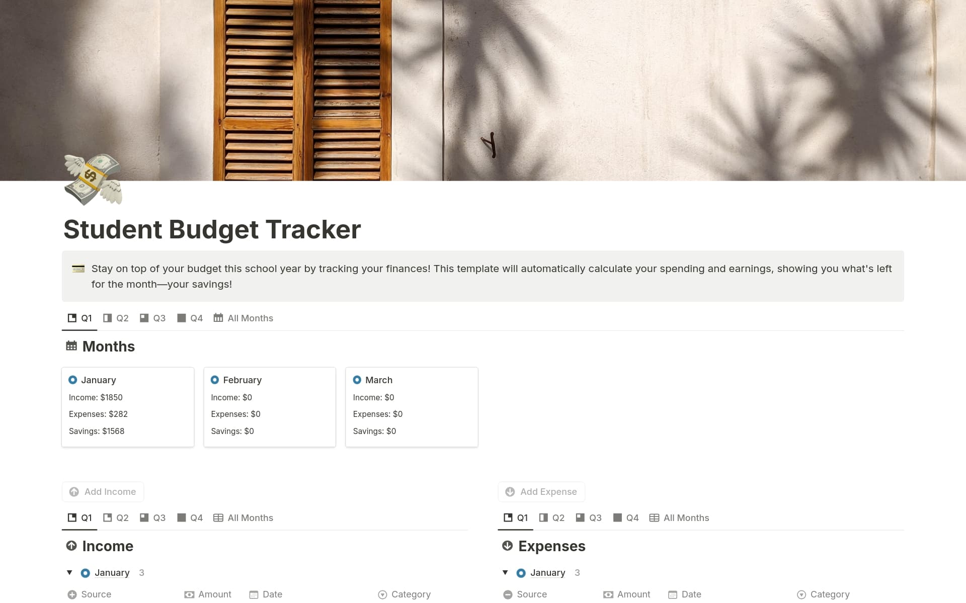 Student Budget Tracker 2025 Template | Notion Marketplace