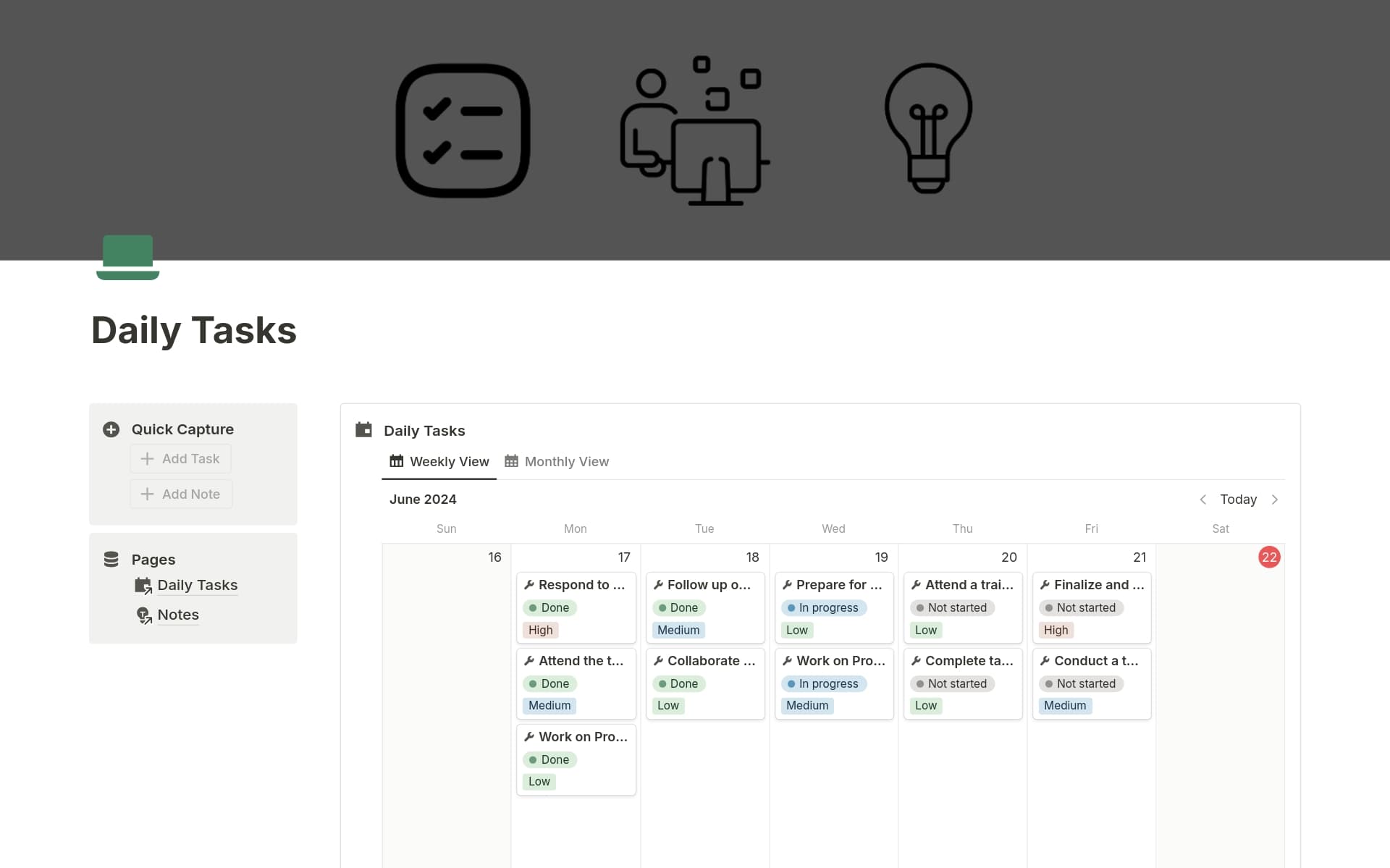 Notion Daily Task Format Daily Tasks Template | Notion Marketplace