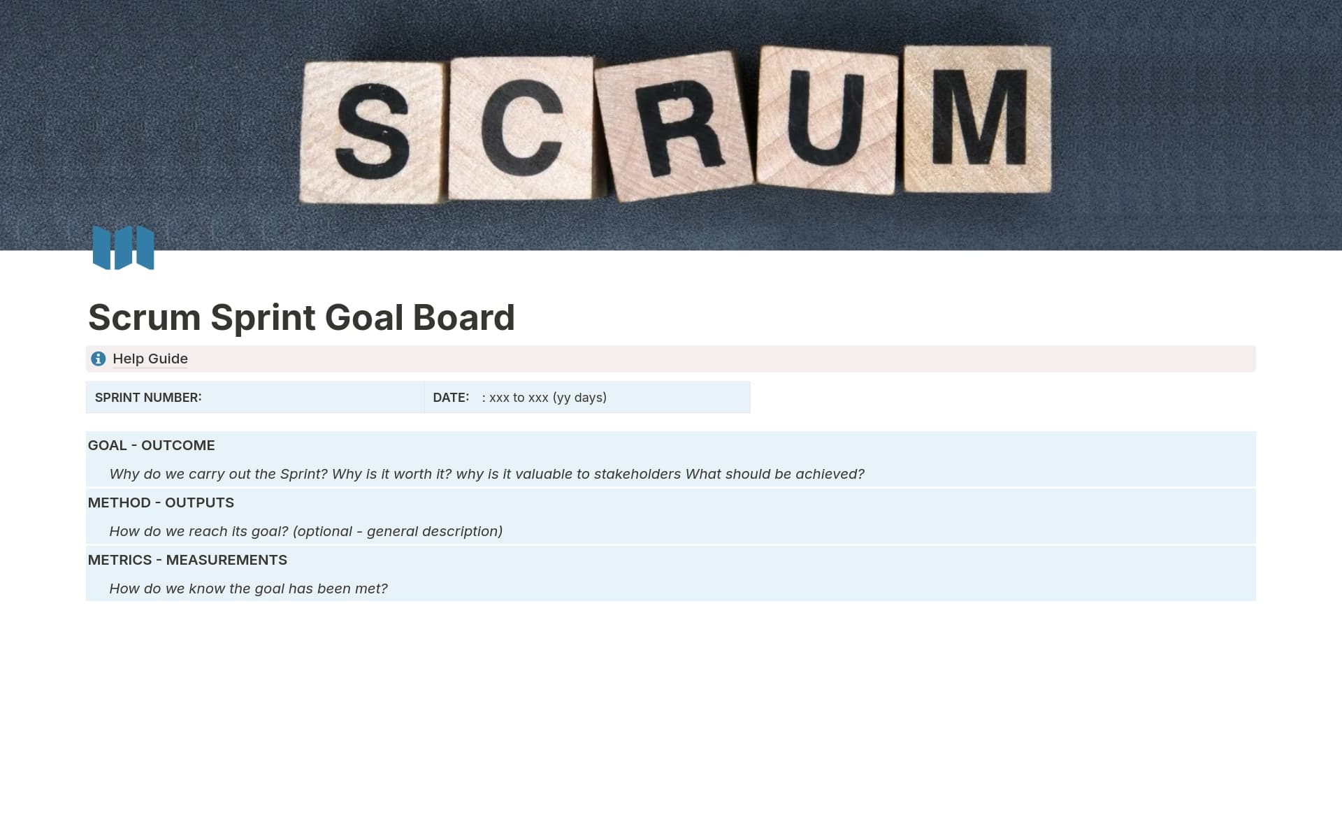 Scrum Sprint Goal Board Template by N0TI0NALISM N0TI0NALIZE YOUR