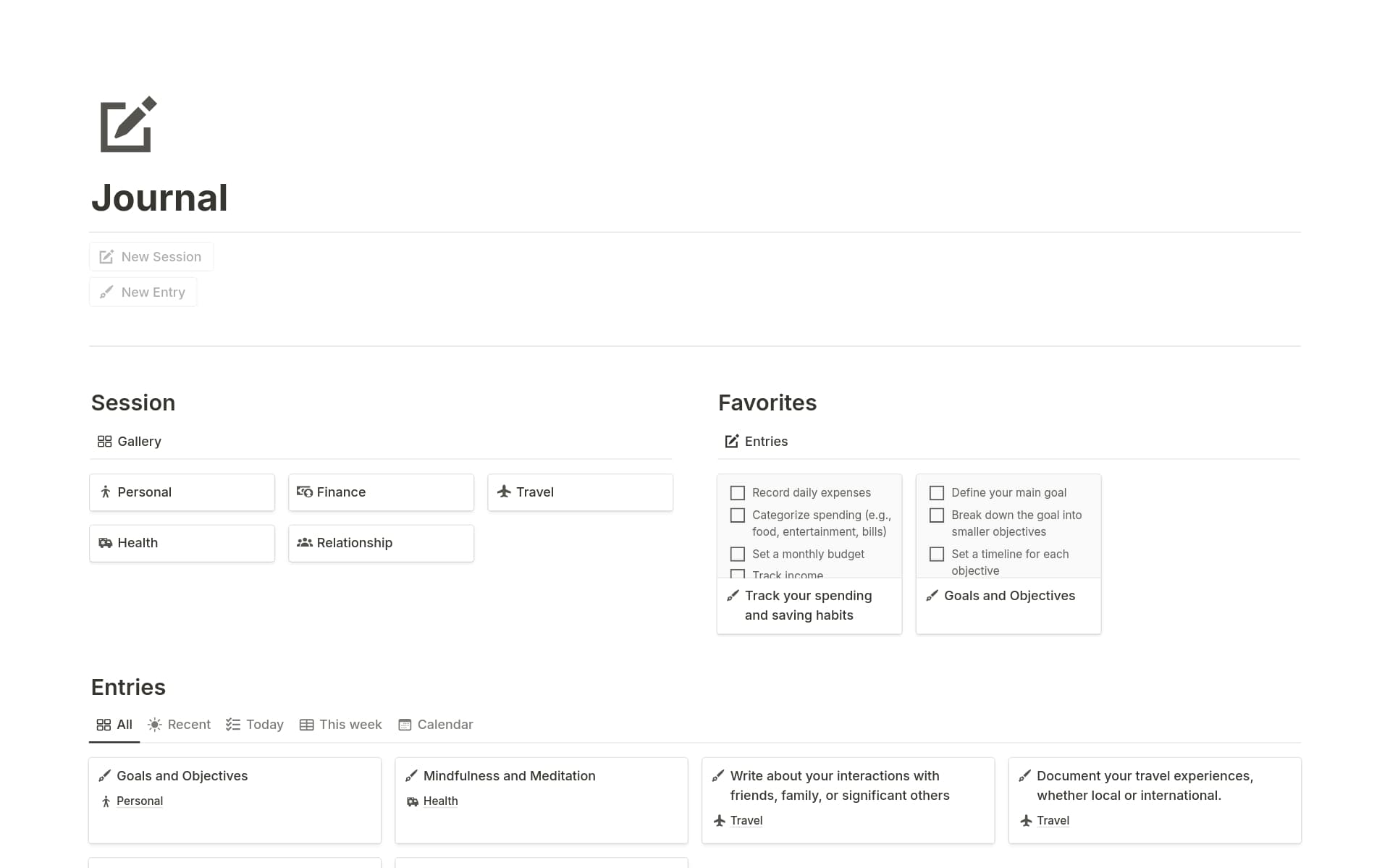 Journal Template by Notionxyz | Notion Marketplace