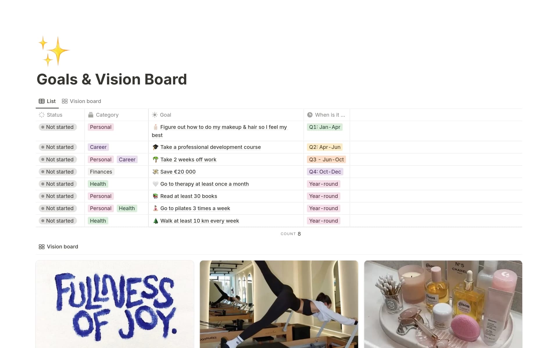 Vision Board Template Notion Marketplace
