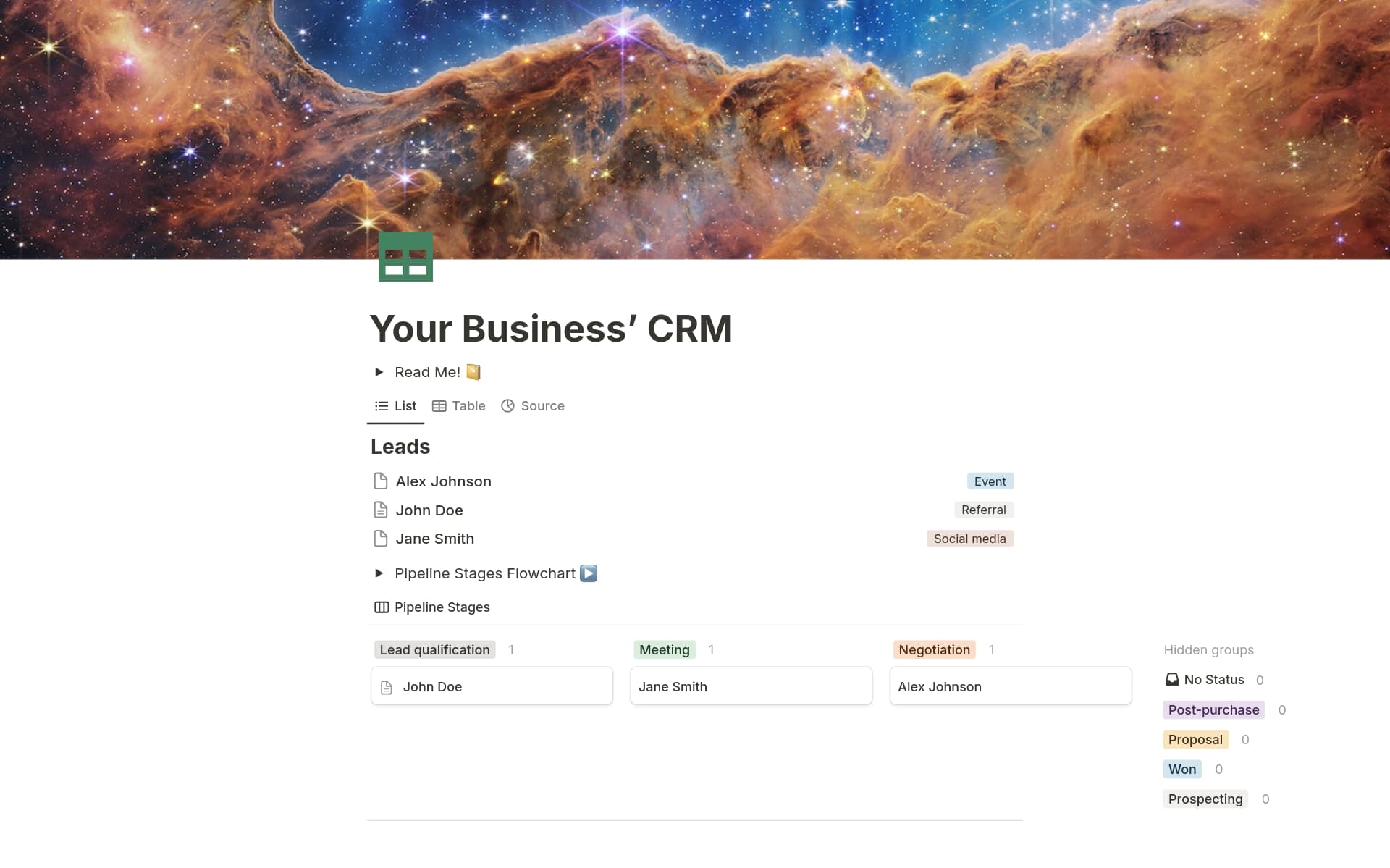 Your Business' CRM Template by Jomyka Notion Marketplace