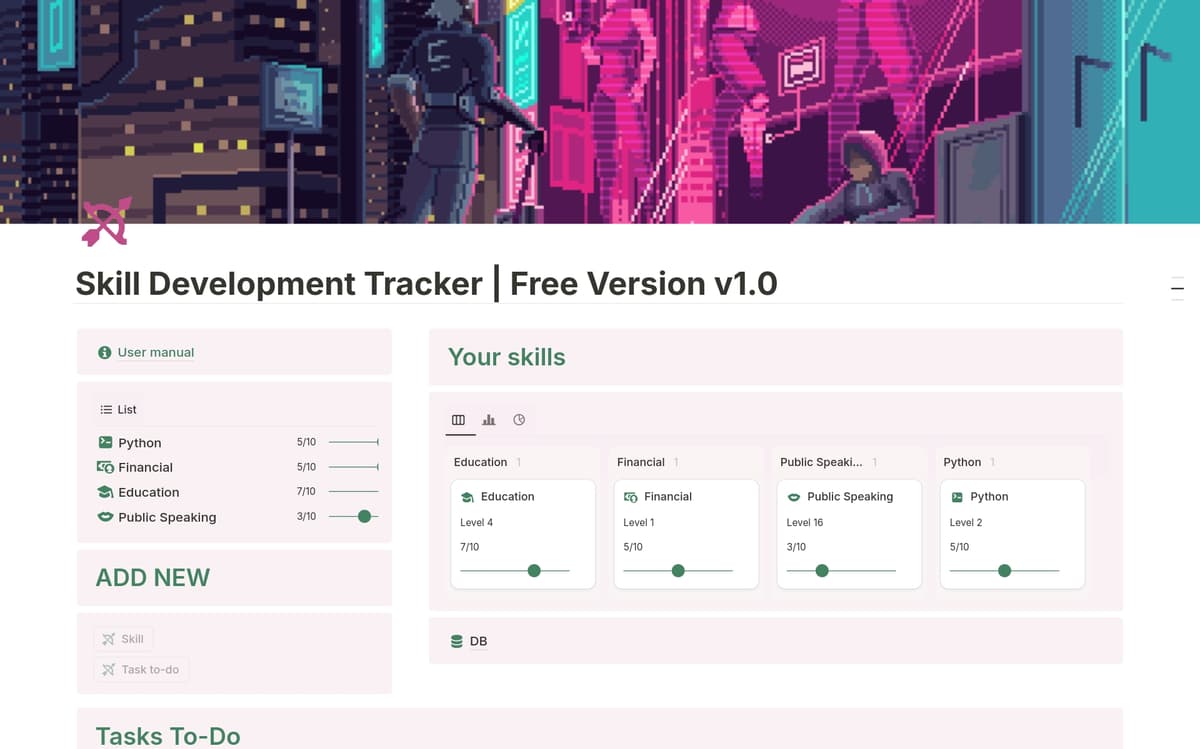 Skill Development Tracker v1.00 Template by Saga | Notion Marketplace