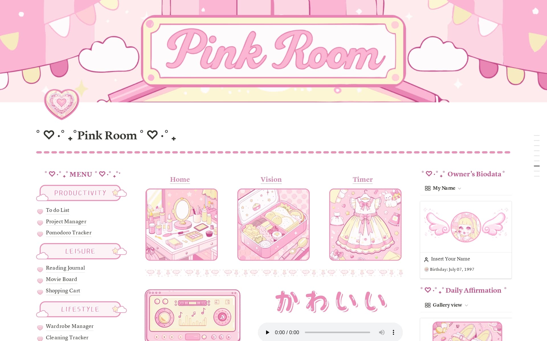 Pink Aesthetic All in One Planner Template Notion Marketplace