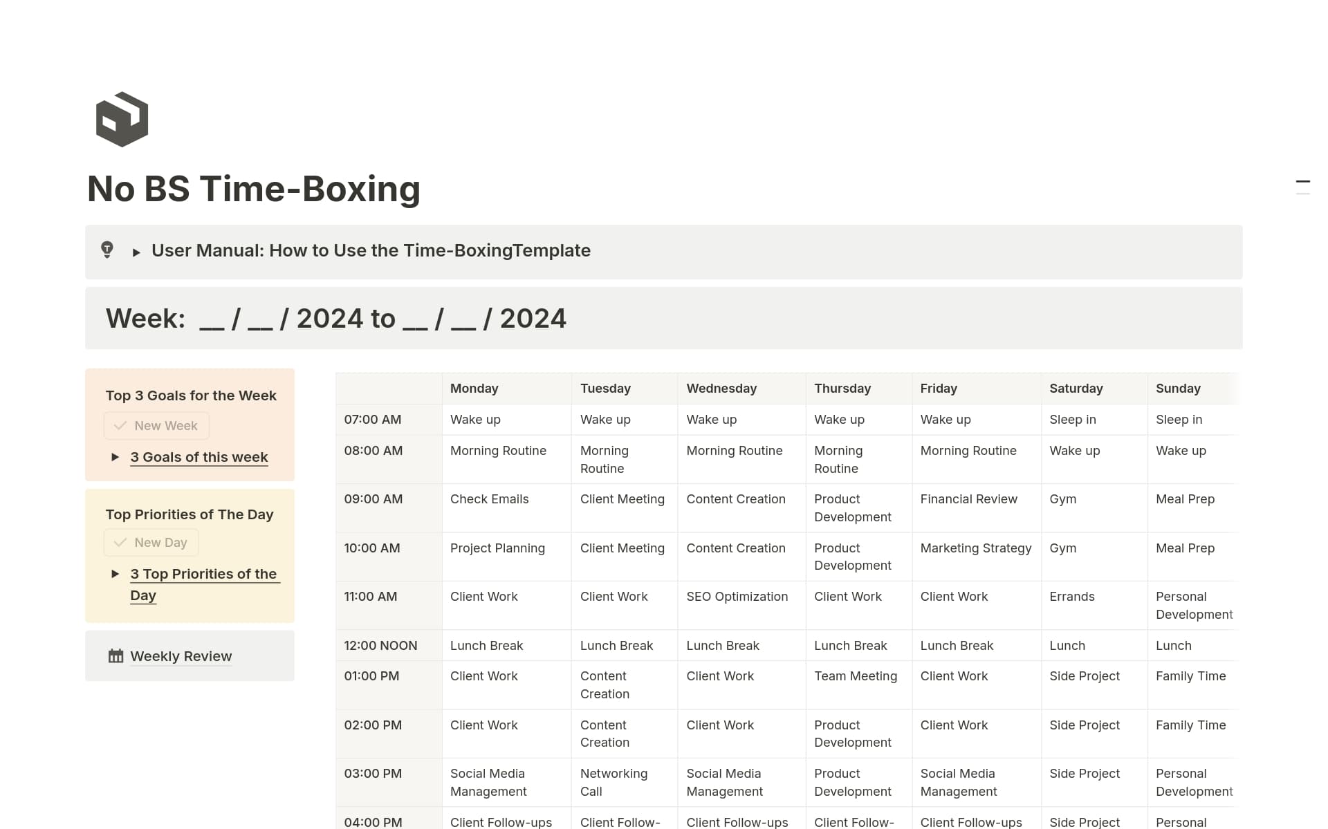 Ultimate Time Boxing Template | Notion Marketplace