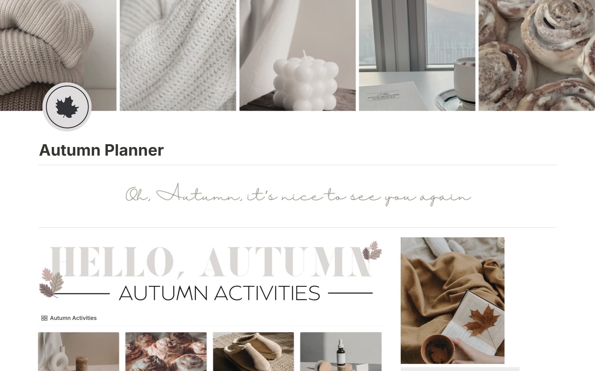Fall Notion Header Autumn Planner Template | Notion Marketplace