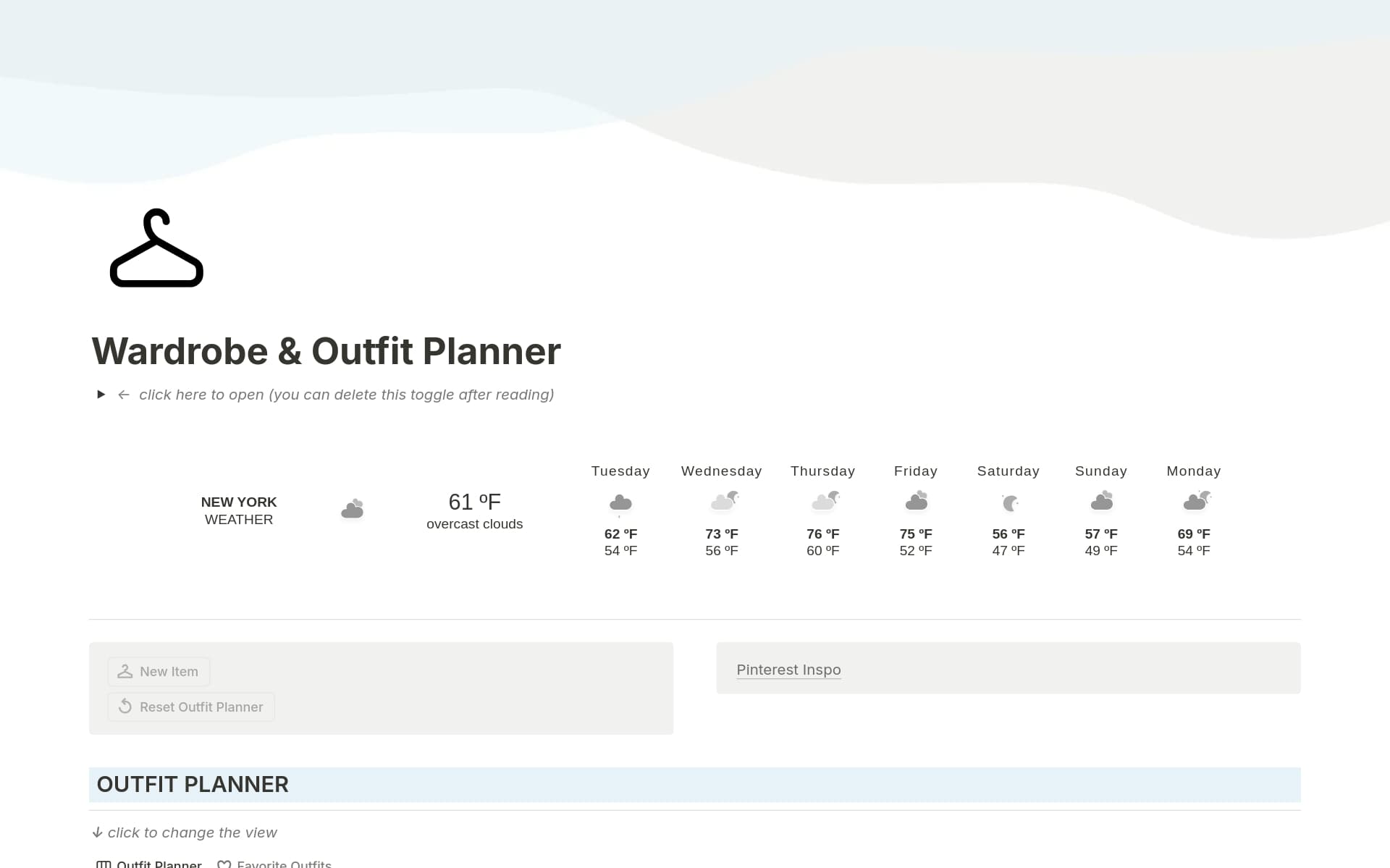 Wardrobe & Outfit Planner Template Notion Marketplace