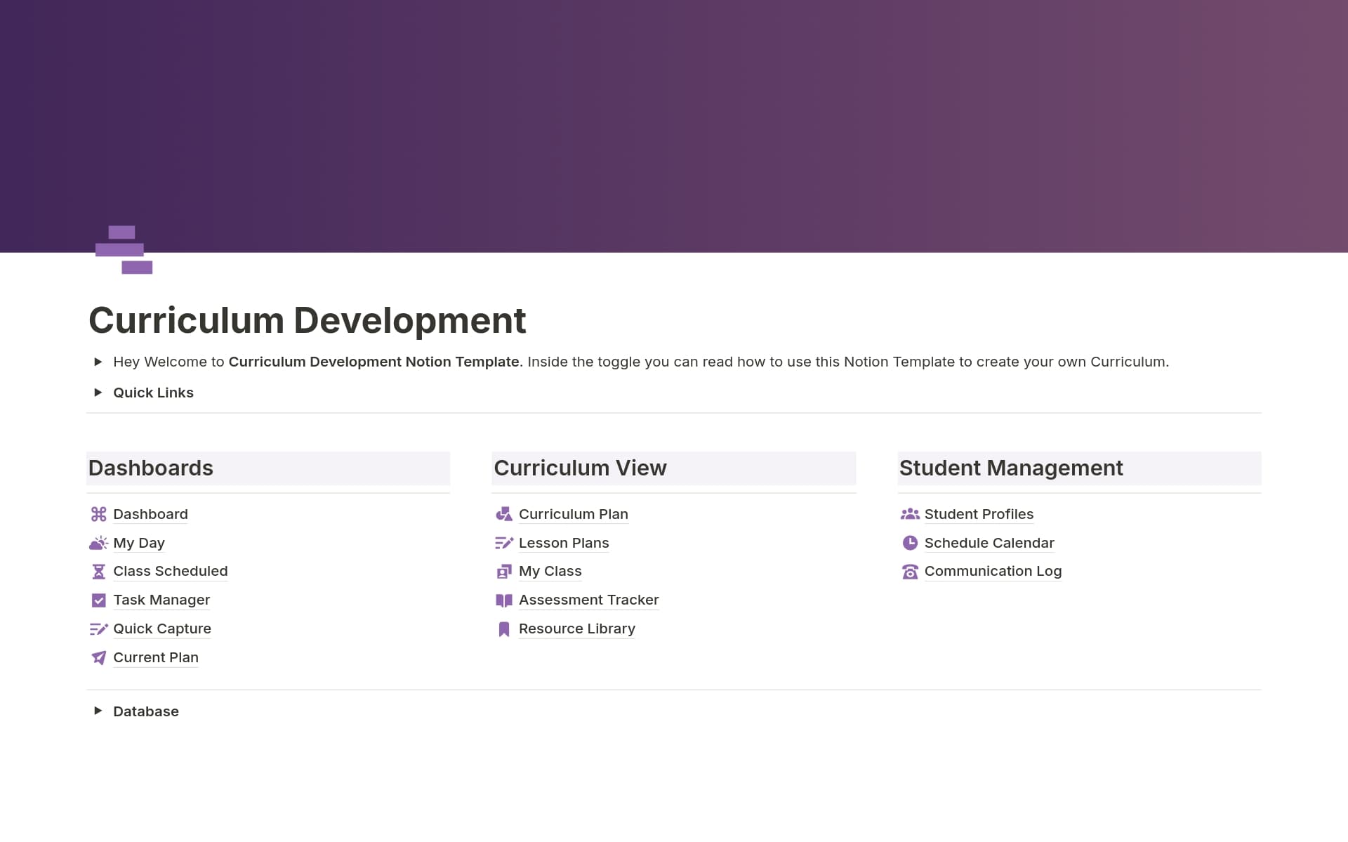 Curriculum Development Template by Akshay Raveendran Notion Marketplace