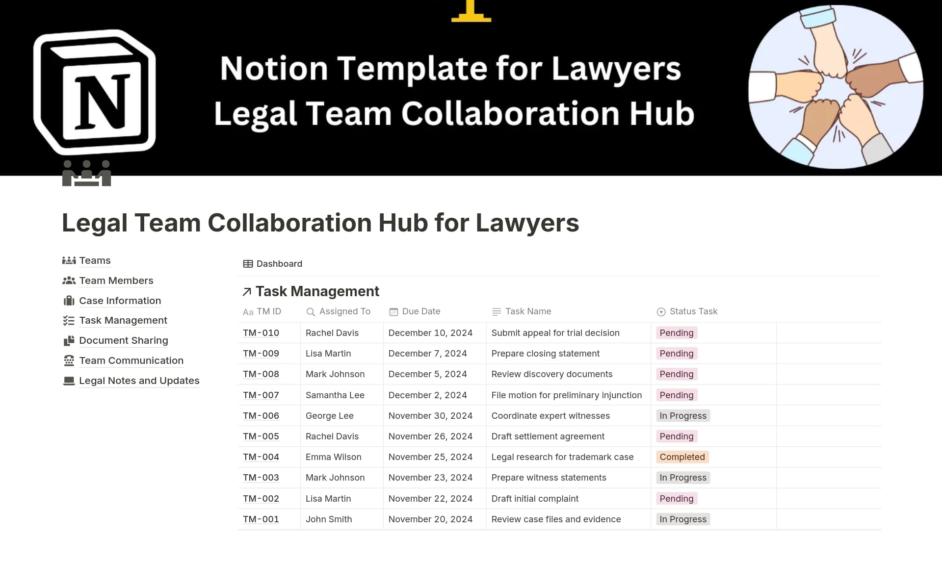 Legal Case Management Template by Anaïs Notion Marketplace