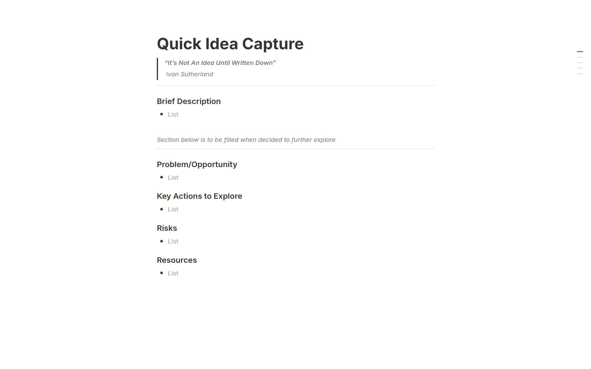 Quick Idea Capture Template | Notion Marketplace
