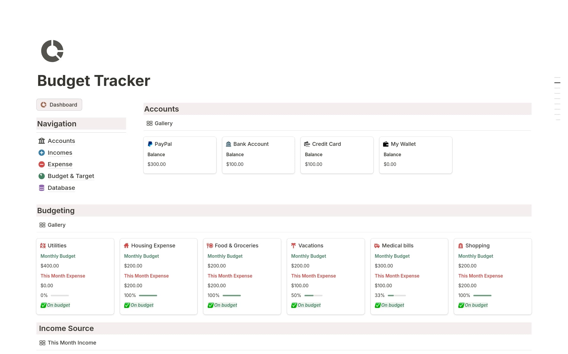 Budget Tracker Template by Shihab | Notion Marketplace