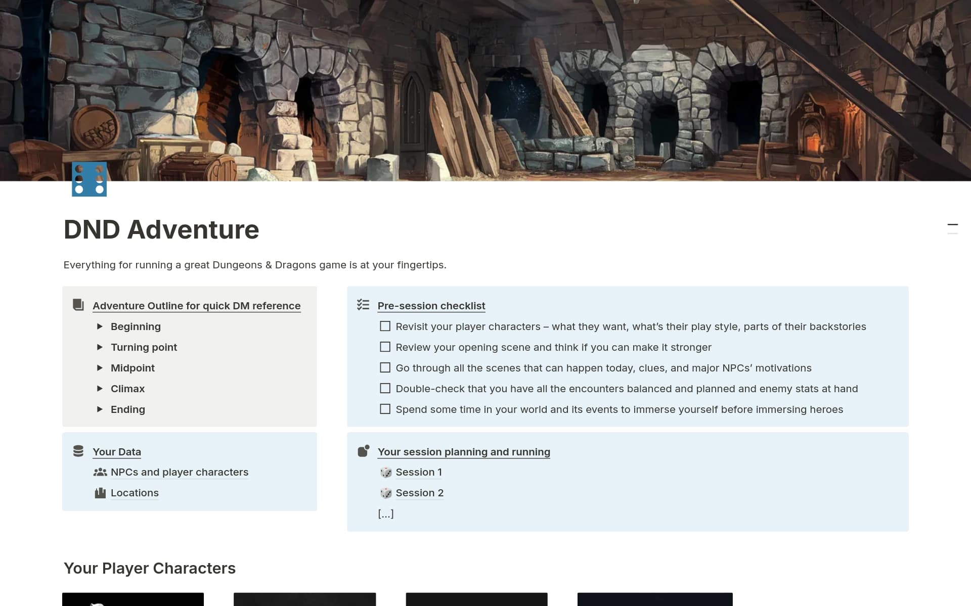 Dungeons and Dragons DM Portal Template Notion Marketplace