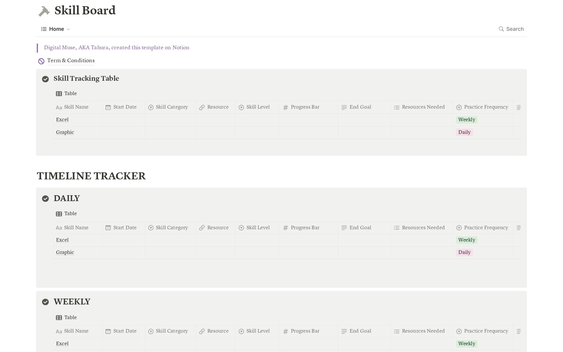 Send Development Tracker Skill Development Tracker v1.00 Template by Saga | Notion Marketplace