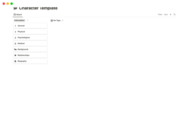 Character Guidelines Example Character Guidelines for Creative Writing Template | Notion Marketplace