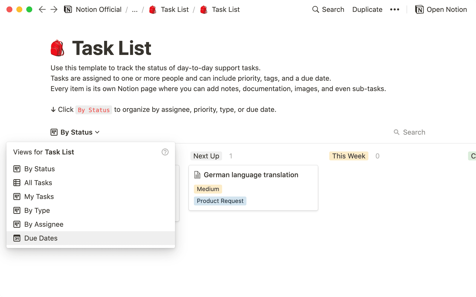 Support task list 2025 Template | Notion Marketplace