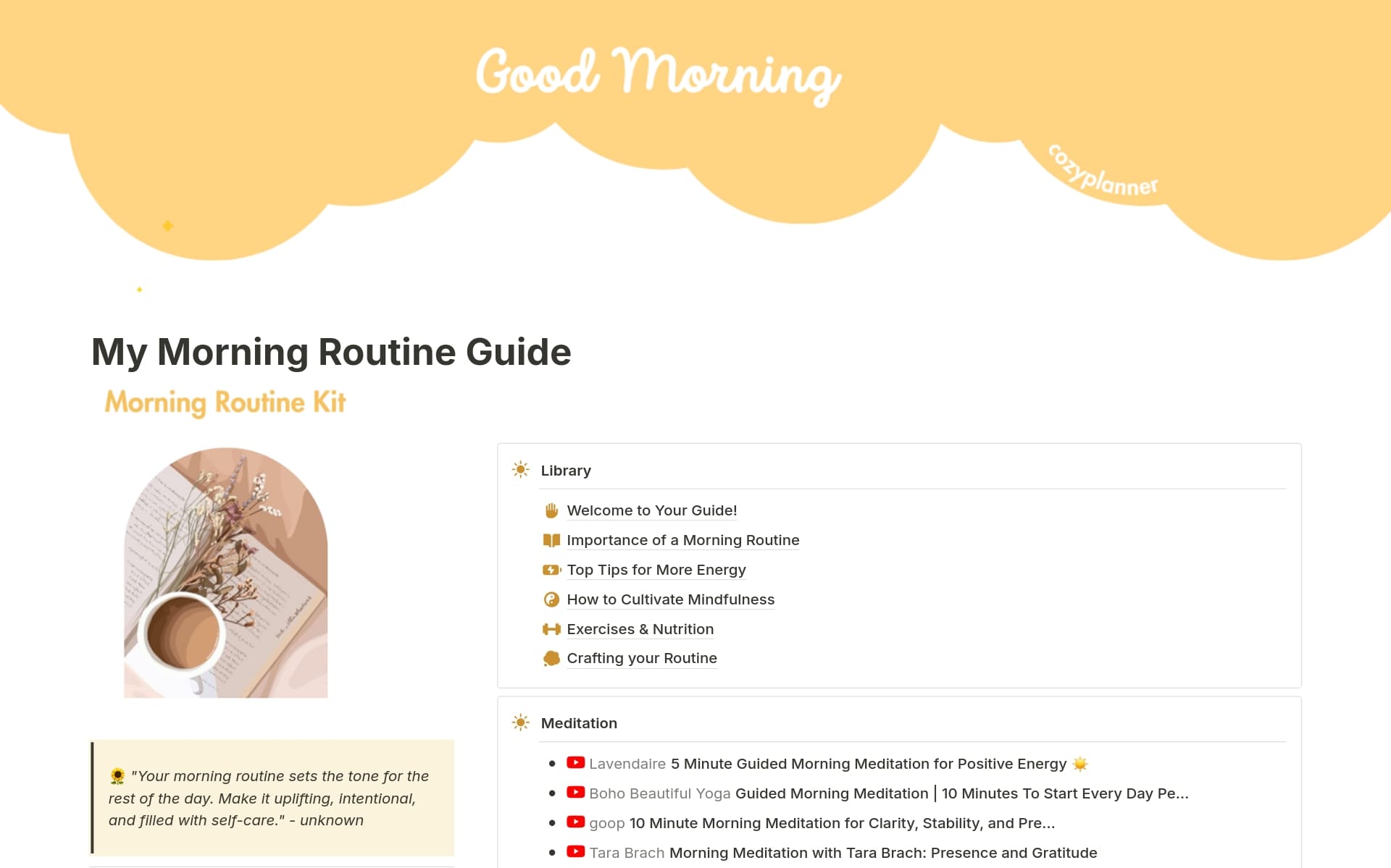 Morning Routine Guide Template | Notion Marketplace