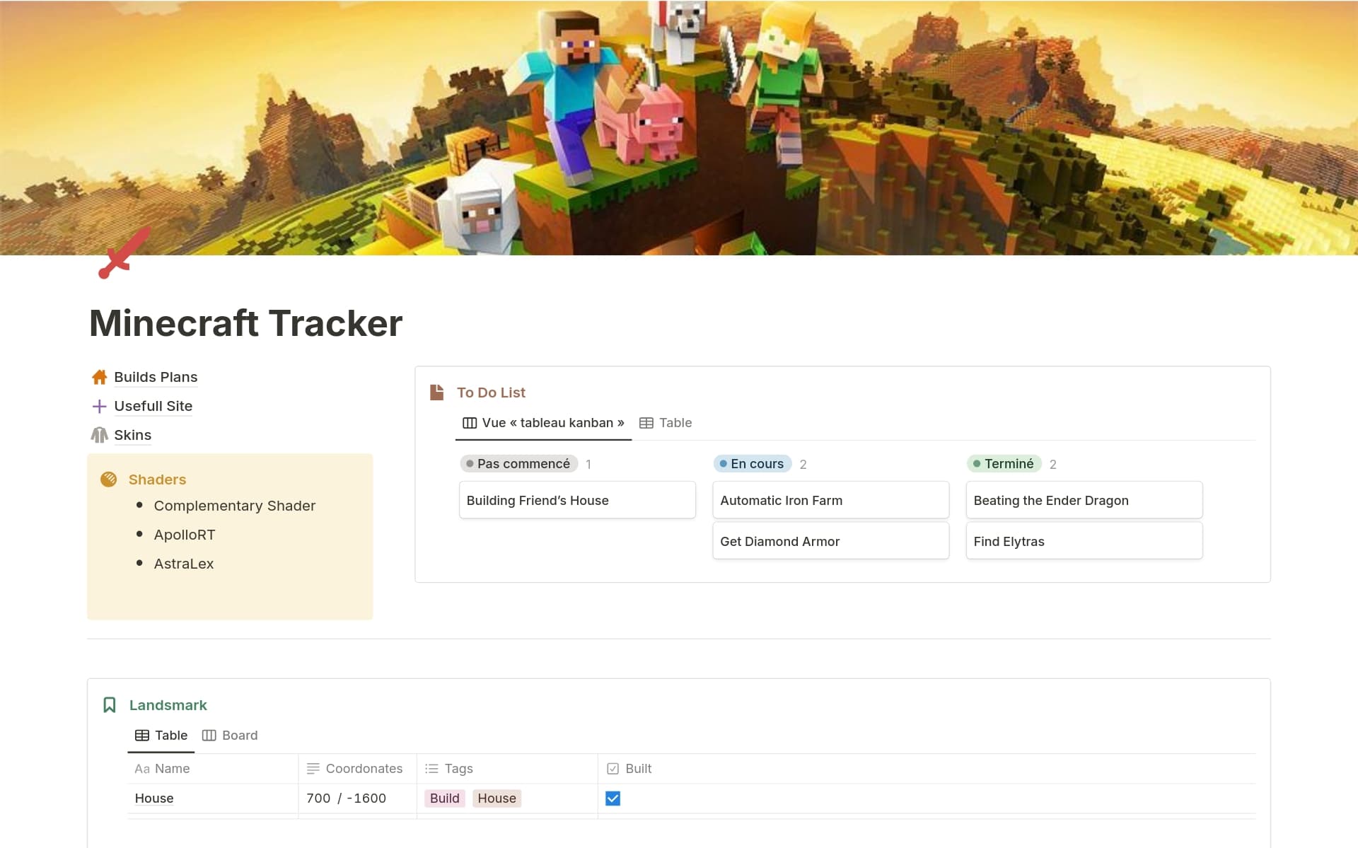 Tracker Map Minecraft Minecraft World Tracker Template | Notion Marketplace
