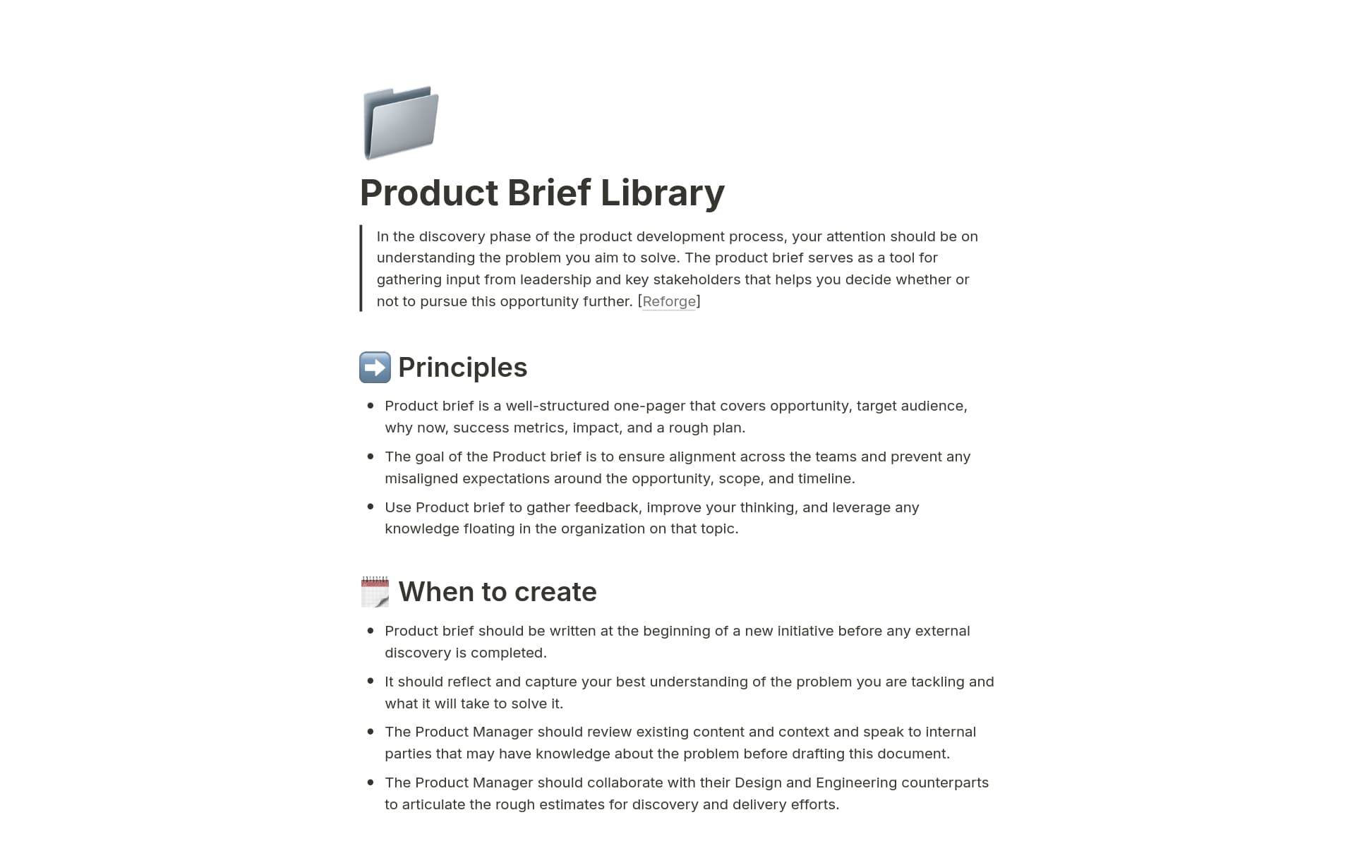 Product Brief Library Template | Notion Marketplace