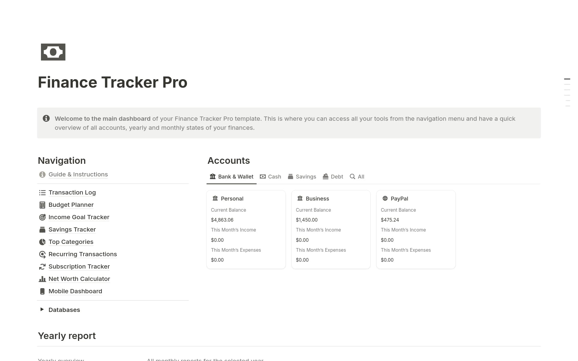 Finance Tracker Pro Template Notion Marketplace