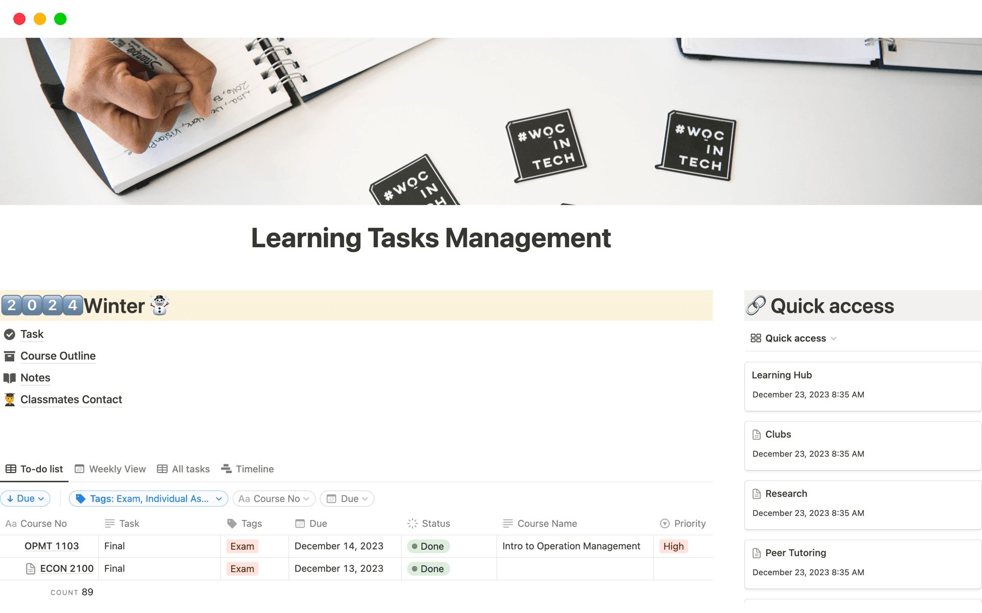 Learning-Tasks-Management Template | Notion Marketplace